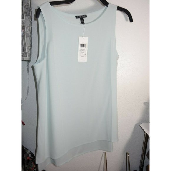 NWT Eileen Fisher Scoopneck PS Clearwater Bateau Neck Long Shell Tank $218 - Picture 8 of 8